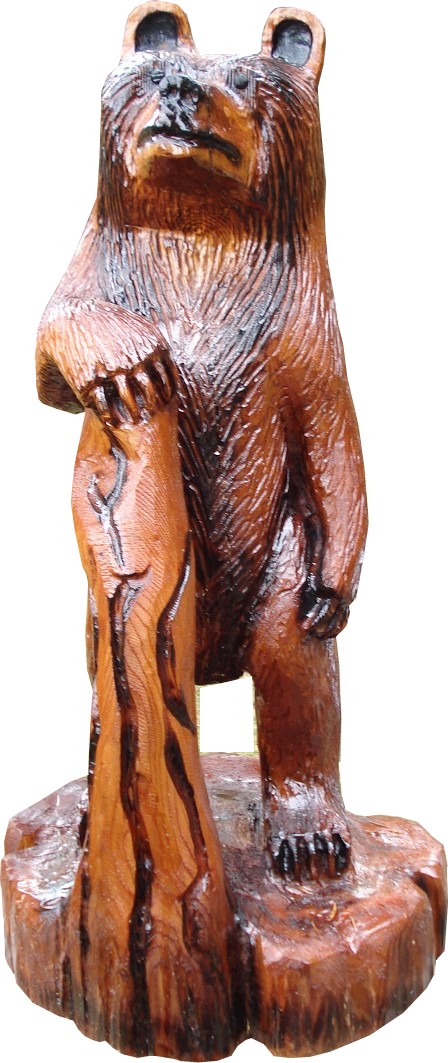 bear cub chainsaw carving.Carved in 2015